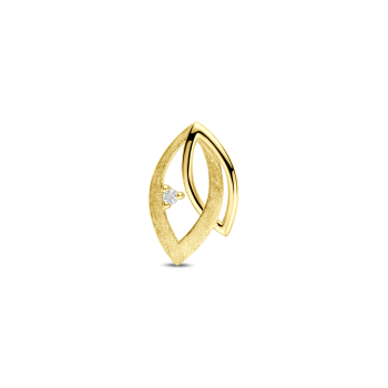 14krt gouden hanger poli/mat diamant 0.02ct H SI 15,5 mm - 620640
