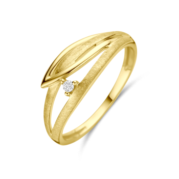 14krt gouden ring poli/mat met diamant 0.02ct H SI - 620642