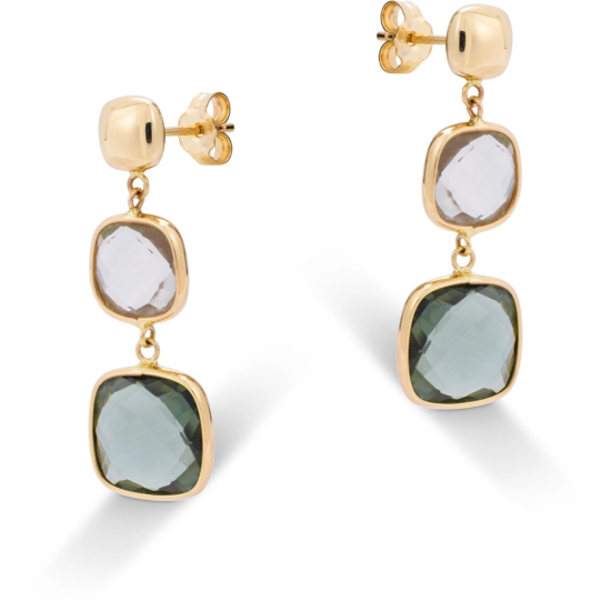 Monzario 14krt gouden oorhangers groene Amethist en groene Tourmalijn - 620726