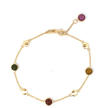 Monzario 14krt gouden armband Toermalijn 19cm - 620730