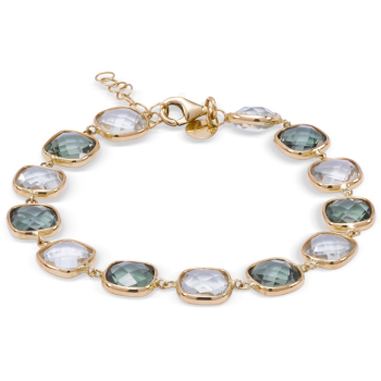 Monzario 14krt gouden Armband met groene amethist en groene toermalijn 9mm 19cm - 620732