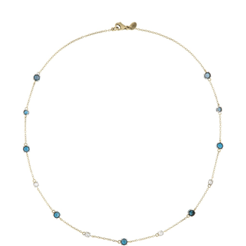 Monzario 18krt gouden collier met Sky Blue en London Blue Topaas 45cm - 620754
