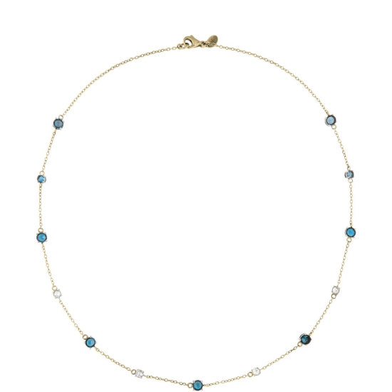 Monzario 18krt gouden collier met Sky Blue en London Blue Topaas 45cm - 620754