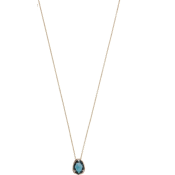 Monzario 18krt gouden collier met hanger London Blue Topaas en diamant 0.03crt 45cm - 620755