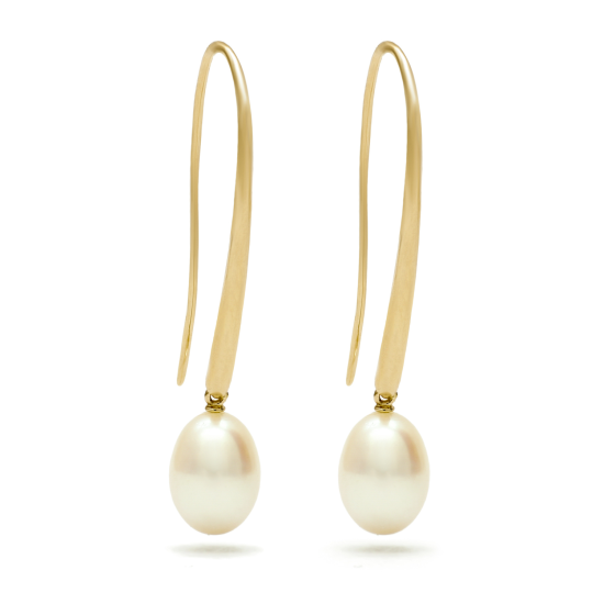 14krt gouden oorhangers met parel 10x8mm - 620903