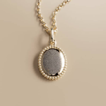 Touche by Bas Verdonk 14krt gouden ashanger ovaal met parelrand - 620973