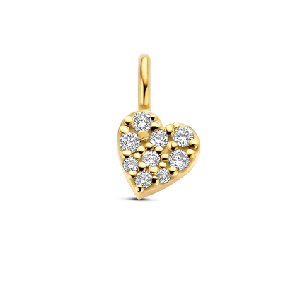 Minioro 14krt gouden Hanger Hangsymbool Hart Pave met diamant 0.04crt H/VS - 621053