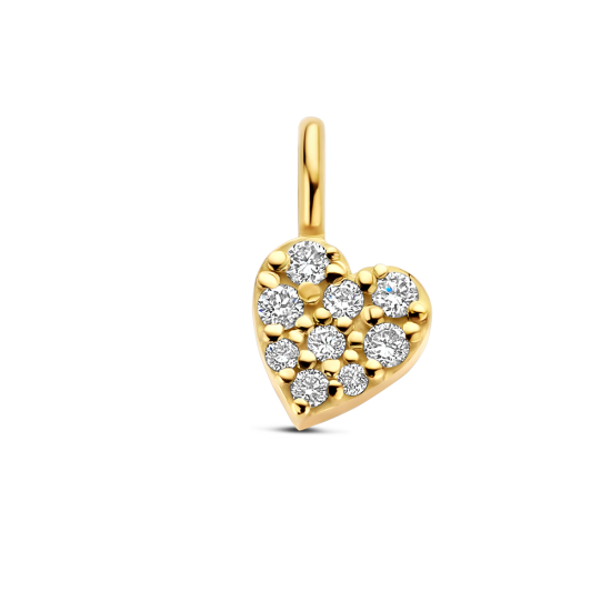 Minioro 14krt gouden Hanger Hangsymbool Hart Pave met diamant 0.04crt H/VS - 621053