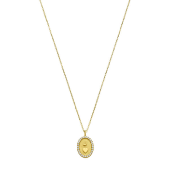 Minioro 14krt gouden Collier 1.2mm Hanger Olivia deluxe J Hart met diamant 0.014crt H/VS - 621058