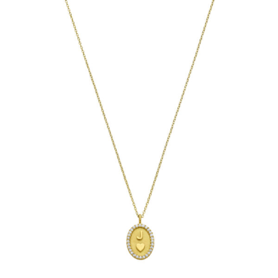 Minioro 14krt gouden Collier 1.2mm Hanger Olivia deluxe J Hart met diamant 0.014crt H/VS - 621058