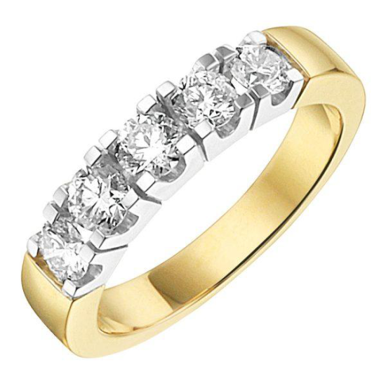 14krt bicolor gouden memoire ring met diamant 5-0.50 G SI - 621111