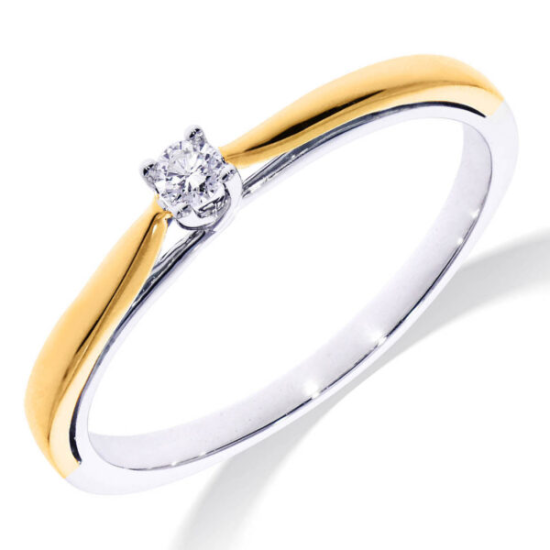 14krt gouden solitairring met diamant 1-0.05crt H SI - 621112