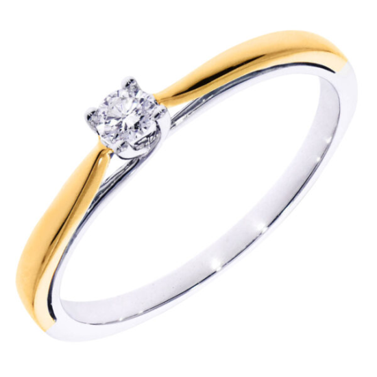 14krt gouden solitairring met diamant 1-0.25crt H SI - 621115