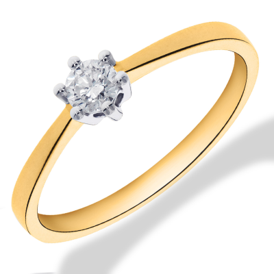14krt gouden solitairring met diamant 1-0.15crt H SI - 621117 14krt gouden solitairring met diamant 1-0.15crt H SI - 621117