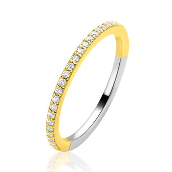ZINZI goldplated zilveren aanschuifring met een subtiele rij sprankelende zirkonia's ZIR2794Y - 621290