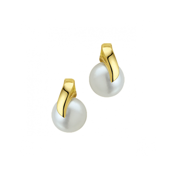 14krt gouden oorknoppen zoetwaterparel 7mm 10.5x7mm - 620878
