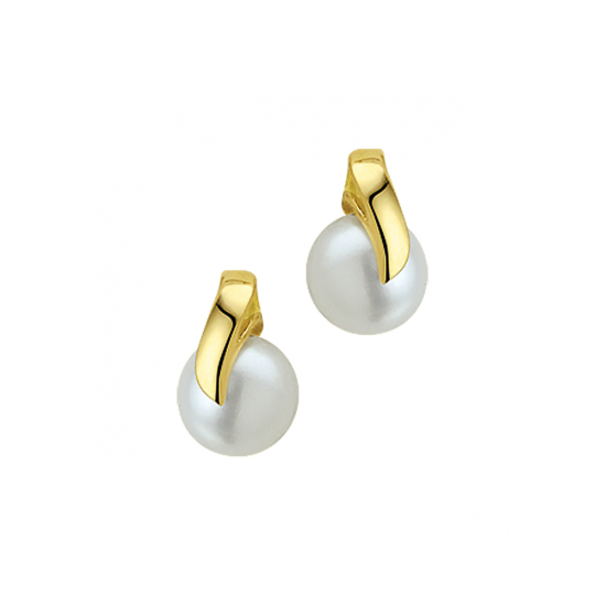 14krt gouden oorknoppen zoetwaterparel 7mm 10.5x7mm - 620878