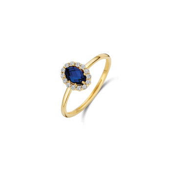 Blush Lab Grown Ring met Lab grown Diamant 0.13crt G SI en Lab Grown Saffier 0.50 - 621308