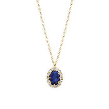 Blush Lab Grown Collier met Lab grown Diamant 0.13crt G SI en Lab Grown Saffier 0.50 - 621309