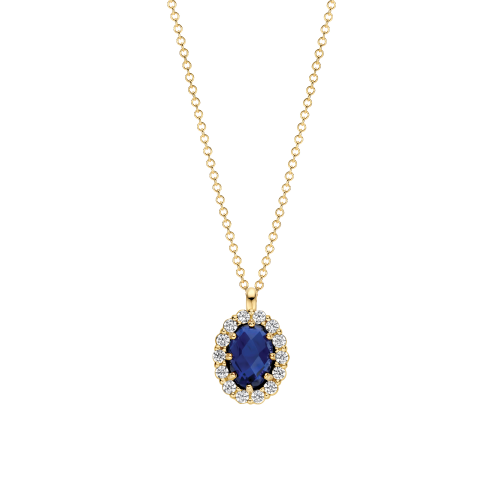 Blush Lab Grown Collier met Lab grown Diamant 0.13crt G SI en Lab Grown Saffier 0.50 - 621309