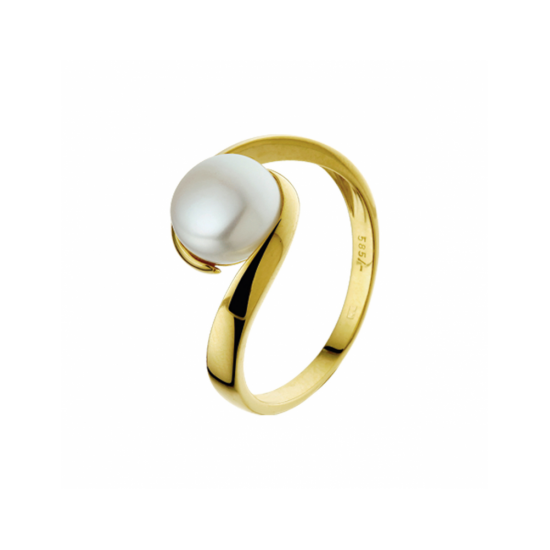 14krt gouden ring met zoetwaterparel 8.5mm - 618811