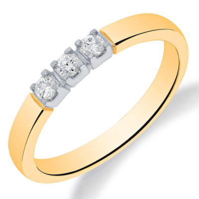 14krt bicolor gouden memoire ring met diamant 3-0.15crt G SI - 621378