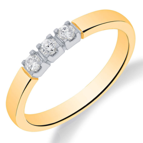 14krt bicolor gouden memoire ring met diamant 3-0.15crt G SI - 621378