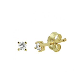 14krt gouden oorknoppen met diamant 2-0.10ct H SI - 620330