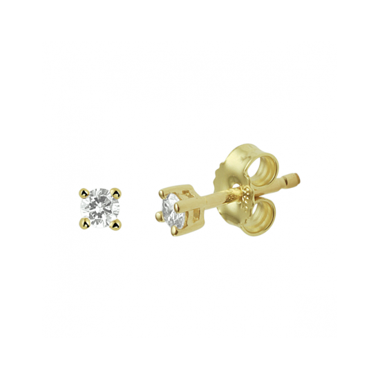 14krt gouden oorknoppen met diamant 2-0.10ct H SI - 620330
