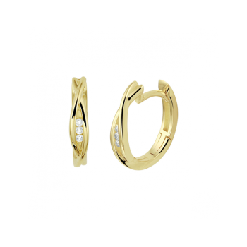 14krt gouden creolen met diamant 6-0.06crt H SI - 621381 14krt gouden creolen met diamant 6-0.06crt H SI - 621381