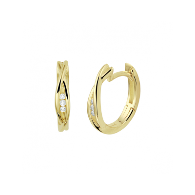 14krt gouden creolen met diamant 6-0.06crt H SI - 621381