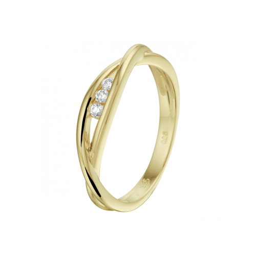 14krt gouden ring met diamant 3-0.06ct H SI - 621382