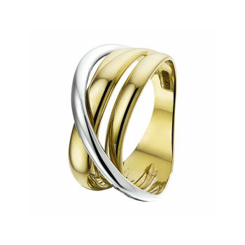 14krt bicolor gouden overslag ring - 619700