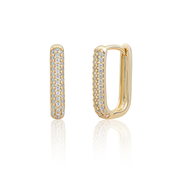 Sparkling Jewels Earrings Square Huggies Gold Plated EAG24 - 621469 Sparkling Jewels Earrings Square Huggies Gold Plated EAG24 - 621469