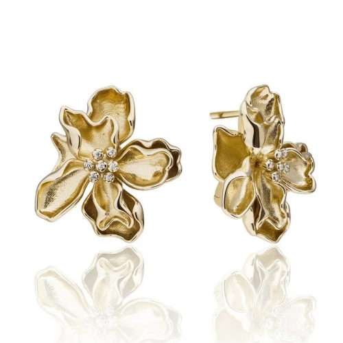 Sparkling Jewels Earrings Botanic Push Back Gold Plated - 621474