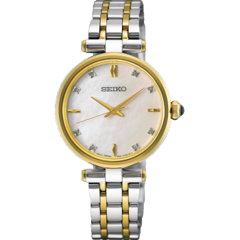 Seiko Dames Staal Bicolour MOP met diamant in de wijzerplaat 50mrt HGK007P1 - 621578 Seiko Dames Staal Bicolour MOP met diamant in de wijzerplaat 50mrt HGK007P1 - 621578