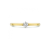 14krt bicolor gouden solitairring 6-poots chaton met diamant 0.10crt H SI maat 16.5 - 619878