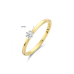 14krt bicolor gouden solitairring 6-poots chaton met diamant 0.10crt H SI maat 16.5 - 619878