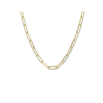 Zilveren collier paperclip ronde buis 5,5mm 45 cm verguld - 621245