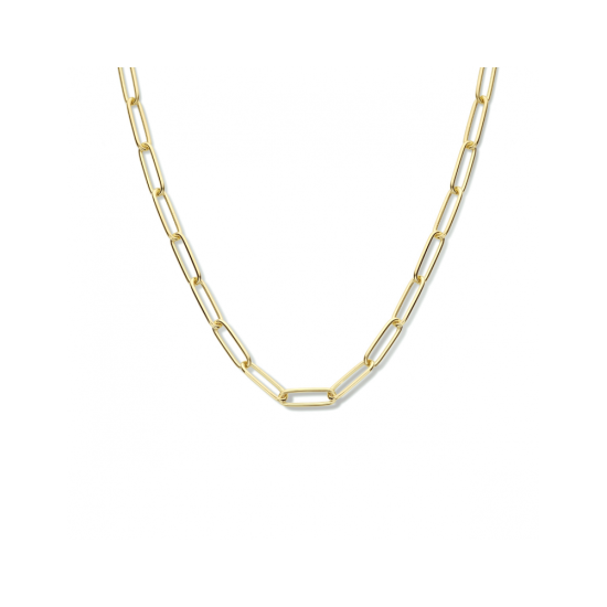 Zilveren collier paperclip ronde buis 5,5mm 45 cm verguld - 621245