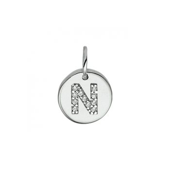 Zilveren letterbedel met zirkonia N - 621335 Zilveren letterbedel met zirkonia N - 621335
