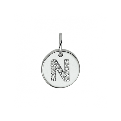 Zilveren letterbedel met zirkonia N - 621335