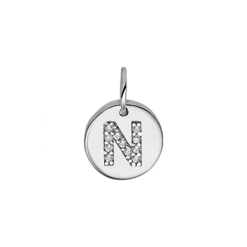 Zilveren letterbedel met zirkonia N - 621335