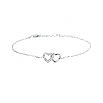 Zilveren armband hartjes en zirkonia 16 + 3 cm - 620858 Zilveren armband hartjes en zirkonia 16 + 3 cm - 620858
