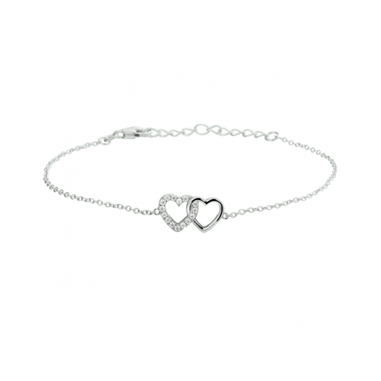 Zilveren armband hartjes en zirkonia 16 + 3 cm - 620858 Zilveren armband hartjes en zirkonia 16 + 3 cm - 620858