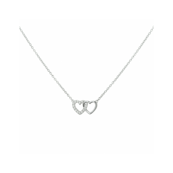 Zilver collier hartjes zirkonia 40 + 4 cm - 619310