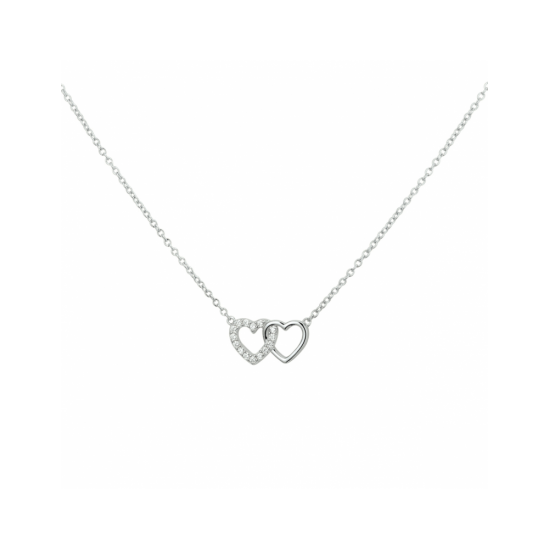 Zilver collier hartjes zirkonia 40 + 4 cm - 619310