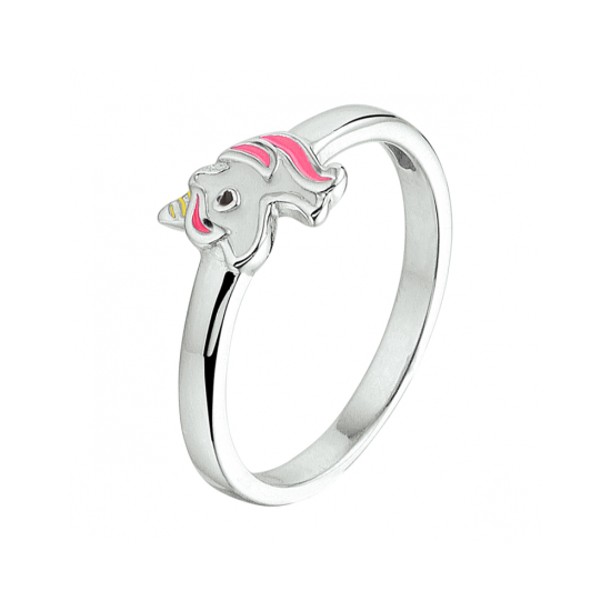 Zilveren kinderring eenhoorn emaille diverse maten - 621263 Zilveren kinderring eenhoorn emaille diverse maten - 621263