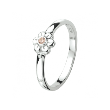 ZIlveren ring bloem roze zirkonia - 621023