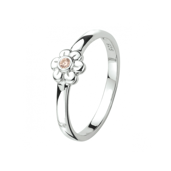 ZIlveren ring bloem roze zirkonia - 621023